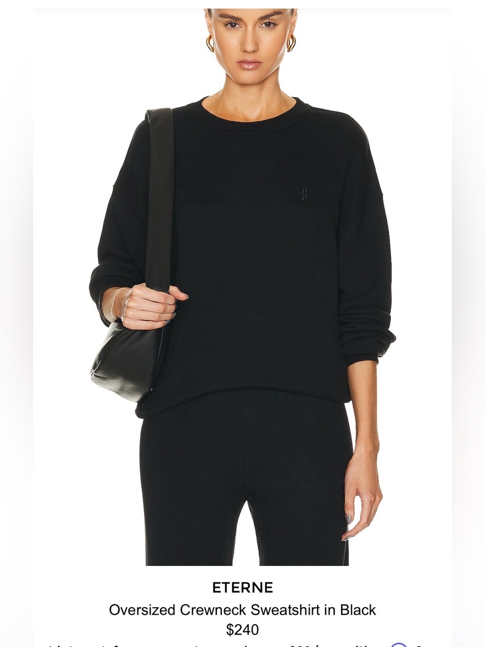 Eterne Women's Black oversized  Crewneck Sweatshirt